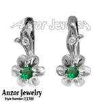 Russian style diamond earrings 14k w gold