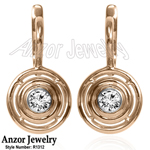 Russian Style Diamond Earrings in 14K Gold