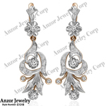 Russian Style Diamond hanging Earrings 18k