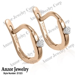 Russian Style Diamond Earrings 14k Gold 14mm