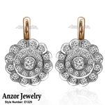 14k Rose  Gold Diamond Russian style earrining