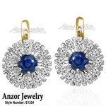 Russian Style Sapphire & Diamond Earrings 585