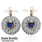 Russian Style Diamond & Sapphire Earrings 585