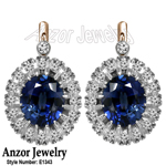 Sapphire Diamond Russian style Earrings in 14k
