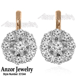 Russian Style Diamond Earrings Malinka 14k 585