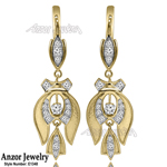 Russian Style Genuine Diamond Earrings in 14k