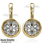 14k Yellow Gold Diamond Russian style Earrings