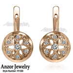 14k Rose Gold Diamond Earrings Russian style