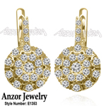14k Yellow Gold Diamond Earrings Russian Jewelry