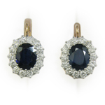 Russian Style Sapphire & Diamond Earrings 585