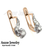 Russian style Genuine Diamond Earrings 14k 585