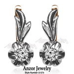 Russian Style Diamond Earrings 14k gold