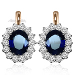Russian Style Sapphire & Diamond Earrings 585