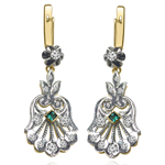 Diamond and Emerald Faberge Style earrings 585