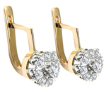 Old Russian Style Malinka Diamond 14K Earrings 585