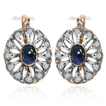 Russian Style Diamond anSapphire Earrings14k Gold