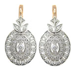 14K Rose & White Gold Russian Style Earrings