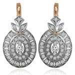 14K Rose & White Gold Russian Style Earrings