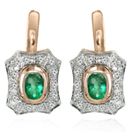 Russian stye Emerald Diamond Earrings 585