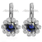 Russian Style Earrings Sapphire Diamond 14k Gold