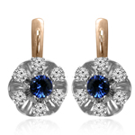 Russian Style Sapphire & Diamond Earrings 585