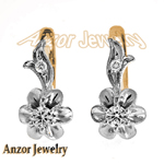 Russian style diamond earrings 14k gold