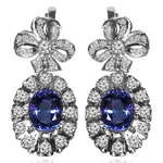Russian Style Tanzanite & Diamond Earrings 14K