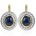 Russian Style Sapphire & Diamond Earrings 585