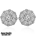 14k White Gold Flower Design Diamond Earrings