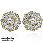 14k Yellow Gold Design Diamond Earrings