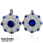 Russian Style Sapphire & Diamond Earrings 14k gold