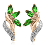 14K Gold Lab Created Emerald and Diamond Earrings
