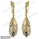 14K Gold Sapphire & Diamond Dropping Earrings
