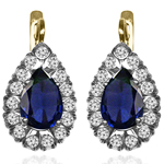 Lab Created Sapphire genuine Diamond Earrings 14k