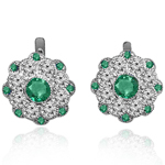 Russian Style Emerald & Diamond Earrings 585
