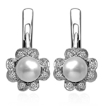 Russian Style Diamond Pearl Earrings 585 14k