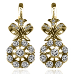 Russian Style flower Diamond Earrings 14k