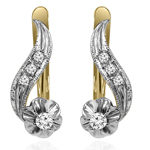 14k Gold Genuine Diamond Russian style Earrings