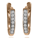 14k Gold Genuine Diamond Russian Style Earrings