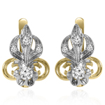 Russian Vintage Style diamond earrings 585