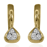 14k Gold Diamond Russian Style Baby Heart Earrings