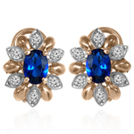 Russian Style Diamond Sapphire Earrings 585