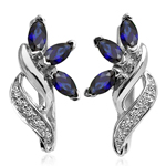 Russian Jewelry Sapphire & Diamond Earrings 14K