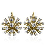14k Yellow Gold Diamond Flower Earrings 585