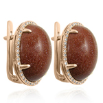 14k Gold Pave Setting Diamond Gold Stone Earrings
