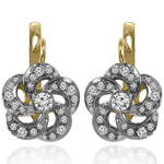 Russian Style Diamond flower Earrings 14k 585