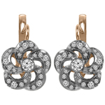 Russian Style Diamond Flower Earrings 14k 585