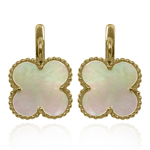 14k Solid Yellow Gold Mother of Pearl Earrings