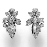14k White Gold Diamond Russian style Earring