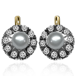 Russian Style Cultured Pearl Earrings 585 Gold